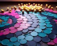 Brightly colored rangoli with candles, diwali festival stock image, diwali festival ai prompt
