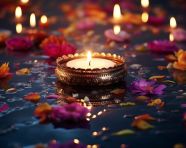 Lamp of hope floating on water, diwali festival stock image, diwali festival ai prompt