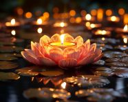 A diya in the shape of a lotus flower, diwali festival stock image, diwali festival ai prompt