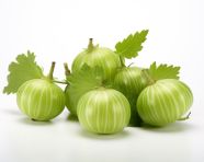 Three green gooseberries, gooseberry fruit image