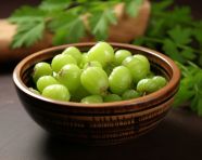 Ripe gooseberries in a bowl, gooseberry fruit image