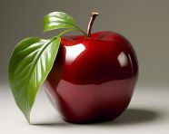 Fresh red apple on green leaf, apple fruit image hd