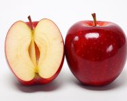 Red apples cut in two slice on white background, apple fruit image hd
