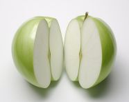 Two apple slices on a white background, apple fruit image hd