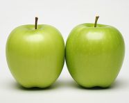 Two green apples side by side, apple fruit image hd