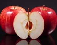 Four pieces of ripe red apple, apple fruit image hd