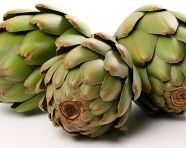 Three artichokes on a white background, artichoke image