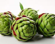 Artichokes close-up on white, artichoke image