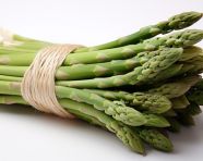 Freshly cut asparagus wrapped with white string, asparagus image