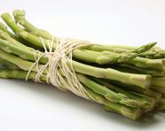 Asparagus bundled with white string, asparagus image