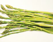 A bunch of asparagus is lying against a white background, asparagus image