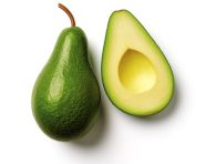 Avocado half cut on white background, avocado image stock photo