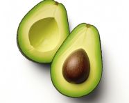 Fresh avocado half on white, avocado image stock photo