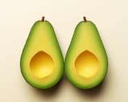 Avocado half with seed on white, avocado image stock photo