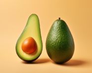 Two avocados on a white background, avocado image stock photo