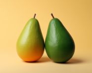 Two ripe avocados on a white background, avocado image stock photo