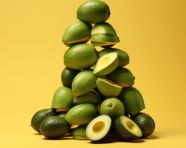 Avocado half with stone, avocado image stock photo