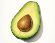 Green avocado on white background, avocado image stock photo