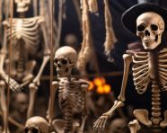 Spider webs and skeleton, human bone image