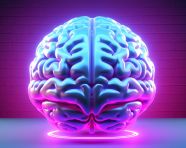 Neural network in lights, human brain image