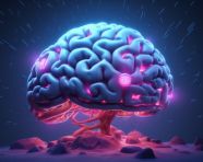 Brain model in motion on black, human brain image