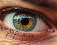 Man's mustached eyes, men eyes close up image