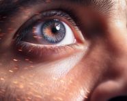 Close-up of man's beard looking up, men eyes close up image