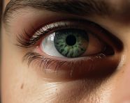 The eyes of a young man are shown, men eyes close up image