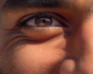 Close up of head of man and smiling, men eyes close up image