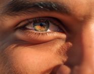 Smiling man close up portrait, men eyes close up image