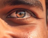 Cheerful man close up portrait, men eyes close up image