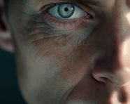 Close-up of man's blue eyes, men eyes close up image