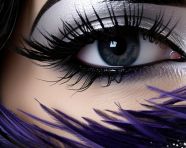 White eye with long brown eyelashes and black mascara, beautiful women eyes images