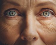 Woman applying new wrinkle treatment, beautiful women eyes images