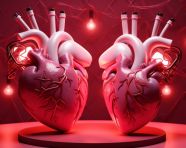 Heart with electrical impulses, human heart image