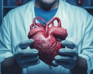 Doctor holds human heart, human heart image