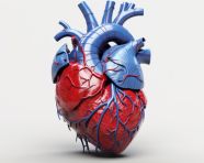 The heart is depicted with blue and red, human heart image