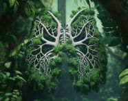 Green lungs in nature, human lungs image