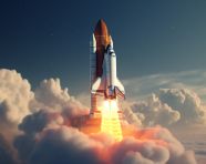 A space shuttle is taken into space with the moon, chandrayaan images hd