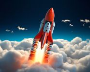 Flying rocket against white clouds, chandrayaan images hd