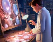 Holographic microscope for medical imaging, medical images stock