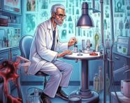 Holographic microscope helps doctor diagnose disease, medical images stock