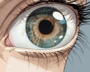 A contact lens that can detect eye diseases, medical images stock