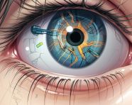 Contact lens that can spot eye problems early, medical images stock