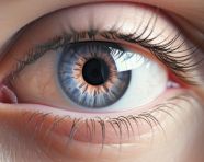 Color contact lens in hand, medical images stock