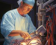 A surgeon using a robotic, medical images stock