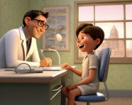 A child getting a checkup at the doctors office, medical images stock
