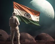 Astronaut planted indian flag on the moon, chandrayaan with indian flag