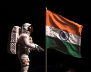 Indian flag flies high in space, chandrayaan with indian flag