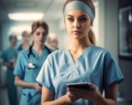 Urse at the forefront of digital healthcare, medical images stock